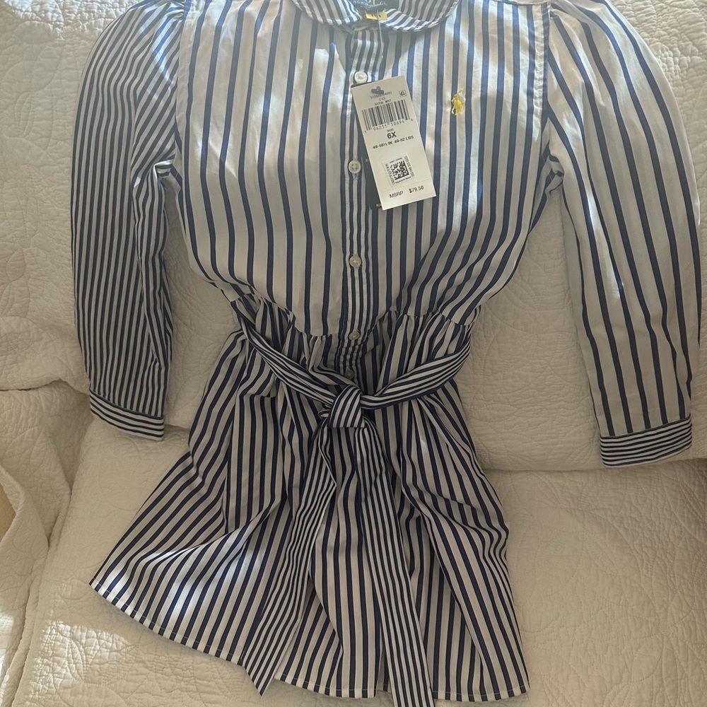 Polo Ralph Lauren Navy and White Striped Button Down dress